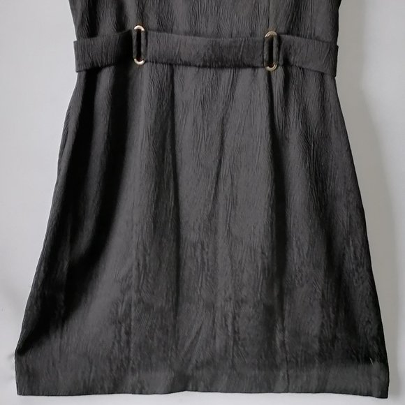 Max & Cleo Womens Black Cap Sleeve Square Neck Textured Sheath Dress Size 12 - Picture 4 of 7